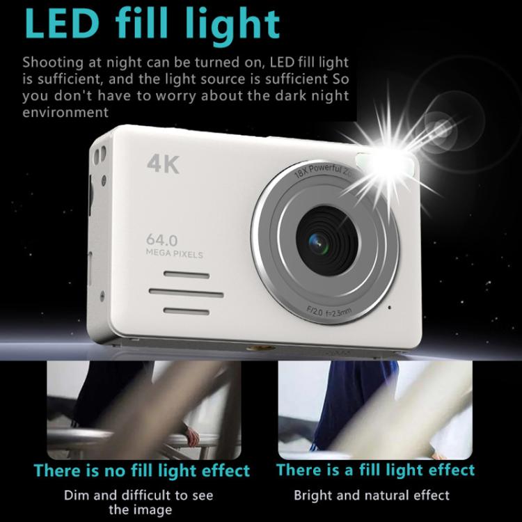 Anytek S7 4K HD Digital Camera Self-Timer Travel Camera Student Kids Card Camera(Black)