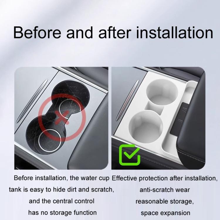 For Tesla 21-23 Model 3/Y Central Control Integrated Silicone Storage Cup Holder(Black)