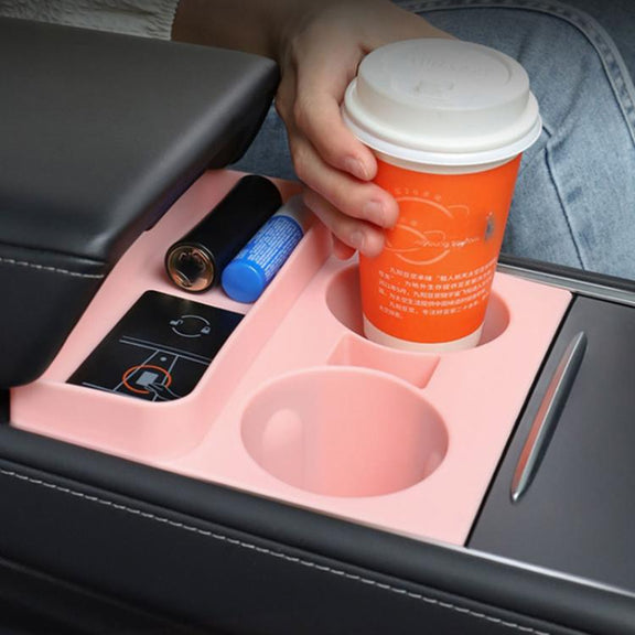For Tesla 21-23 Model 3/Y Central Control Integrated Silicone Storage Cup Holder(Black)