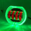 Motorcycle Electric Vehicle General Modification LED Headlight 4 Beads Double Lens Lamps, Style: Green Aperture+Red Devil Eye - Headlights by PMC TechLife | Online Shopping South Africa | PMC TechLife | Buy Now Pay Later Mobicred