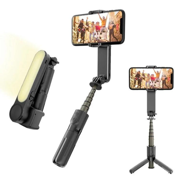 L09 Mini Handheld Folding Anti-shake Stabilizer Bluetooth Beauty Fill Light Selfie Stick(Black)
