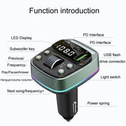 GZ08 Car Voltage Display Fast Charger Subwoofer MP3 Bluetooth Player