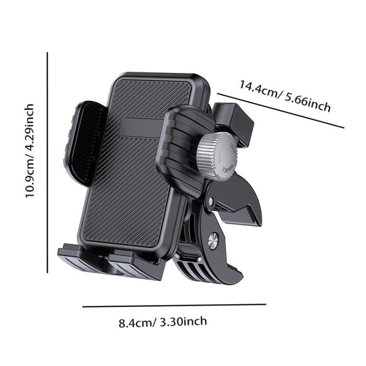 Bicycle Motorcycle Shock Absorption Mobile Phone Holder Gravity Navigation Mount(Black)