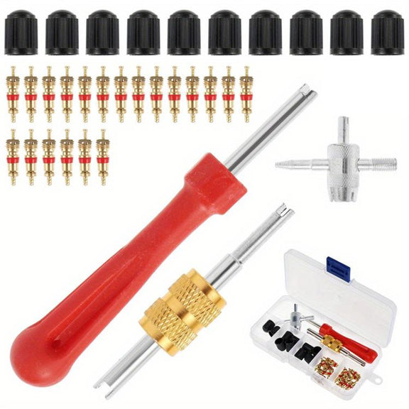 33pcs/Set Car Bicycle Tire Valve Core Installation Tool Repair Kit, Specifications: B