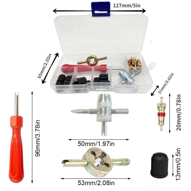 33pcs/Set Car Bicycle Tire Valve Core Installation Tool Repair Kit, Specifications: B