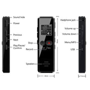 8GB 0.9-inch LCD Screen Interview Mini HD Recorder USB Charging MP3 Player