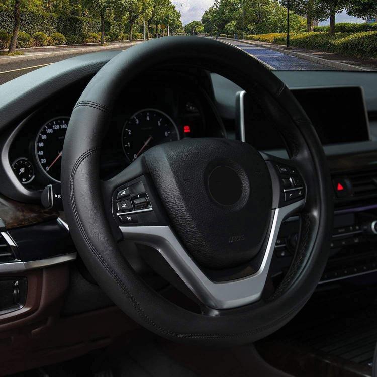 38cm Cars Universal Microfiber Steering Wheel Cover(Black)