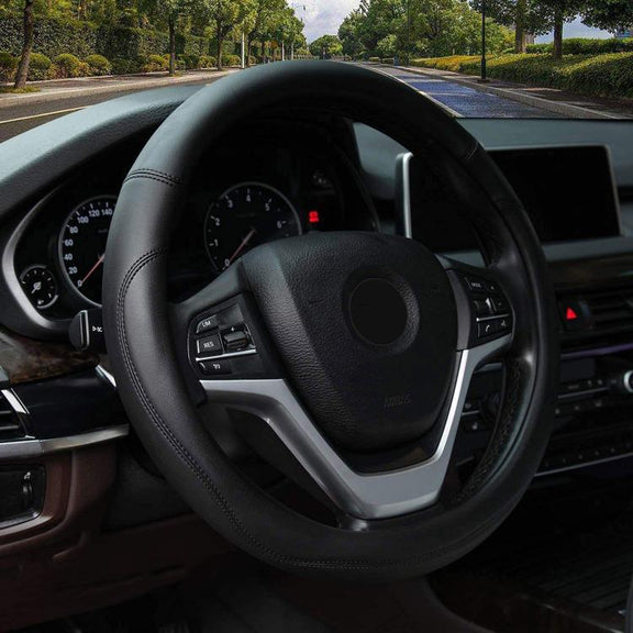 38cm Cars Universal Microfiber Steering Wheel Cover(Black)
