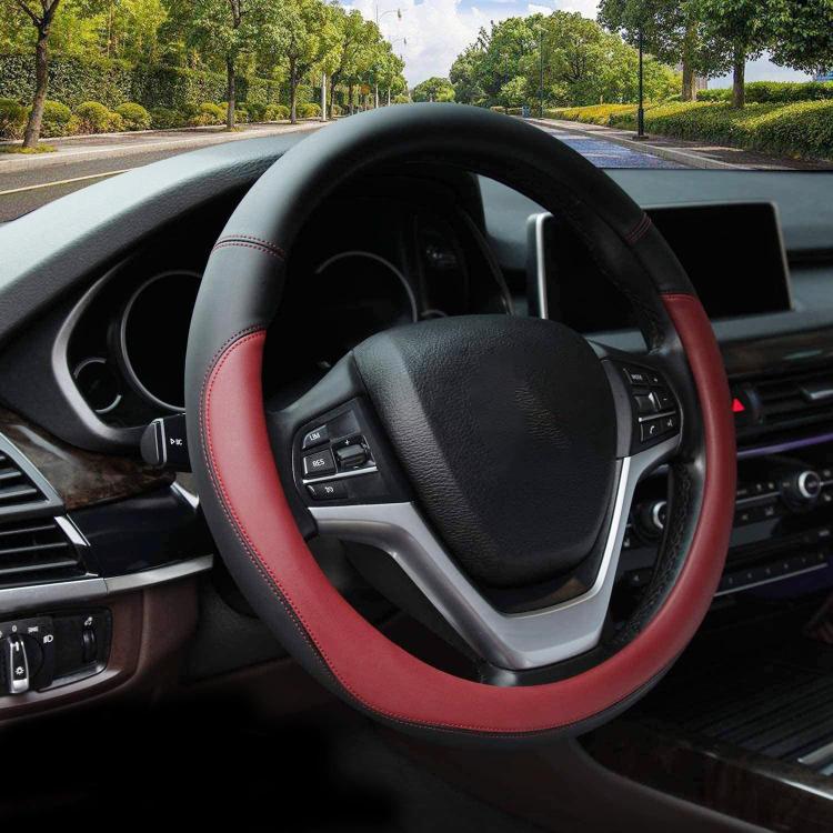 38cm Cars Universal Microfiber Steering Wheel Cover(Wine Red)