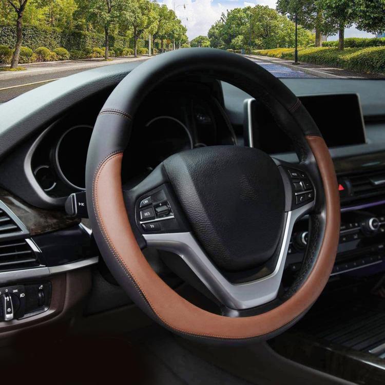 38cm Cars Universal Microfiber Steering Wheel Cover(Coffee)