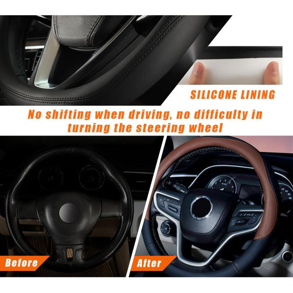 38cm Cars Universal Microfiber Steering Wheel Cover(Gray)