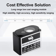 Waveshare TOF Time of Flight Laser Range Sensor, UART / I2C / IO Communication, Range: 50m