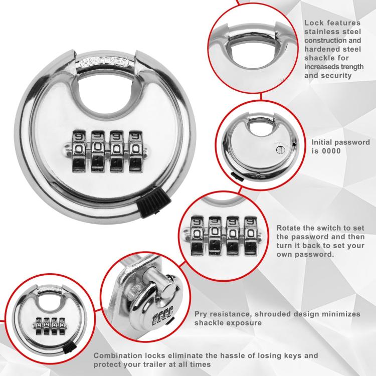 Coupler Gooseneck Hitch Trailer Lock For Heavy Trailer Transporter RV, Color: Silver Without Lock