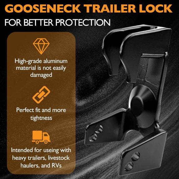 Coupler Gooseneck Hitch Trailer Lock For Heavy Trailer Transporter RV, Color: Silver Without Lock