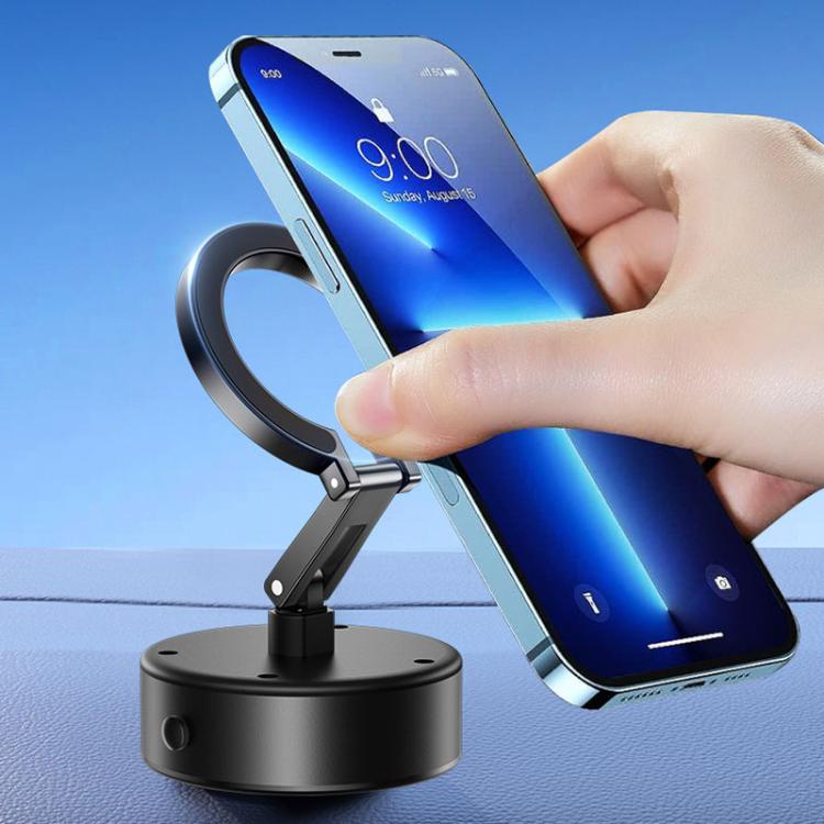 M17 Electrical Suction Cup Mobile Phone Car Holder Folding Rotating Magnetic Suction Navigation Stand(Silver)