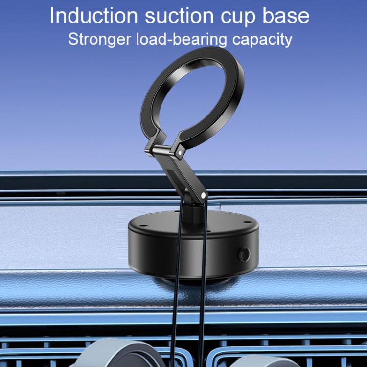 M17 Electrical Suction Cup Mobile Phone Car Holder Folding Rotating Magnetic Suction Navigation Stand(Black)