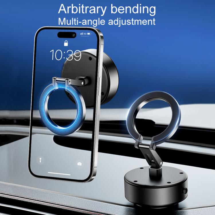 M17 Electrical Suction Cup Mobile Phone Car Holder Folding Rotating Magnetic Suction Navigation Stand(Silver)