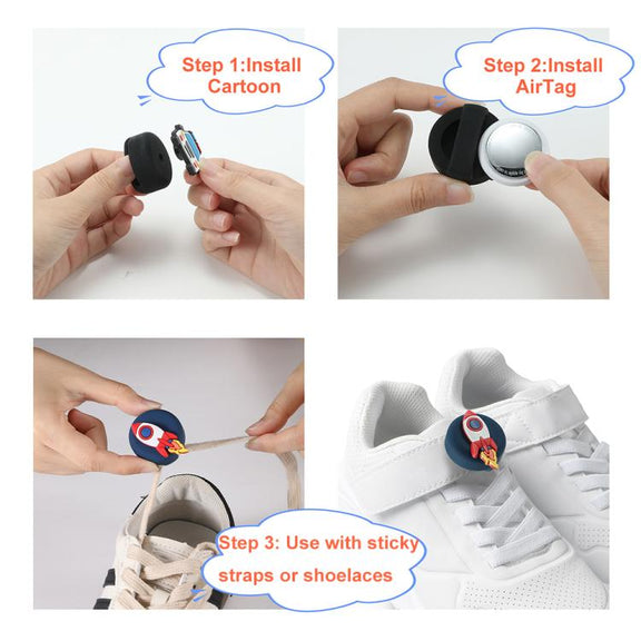 5pcs /Pack For Airtag Children Shoelace Fixed Locator Silicone Protective Cover(Rockets)