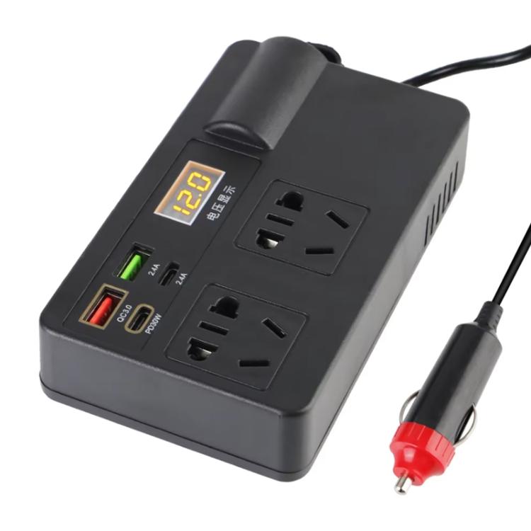 12V24V To 220V Car Multi-Function Inverter Socket Fast Charger(With Digital Display)
