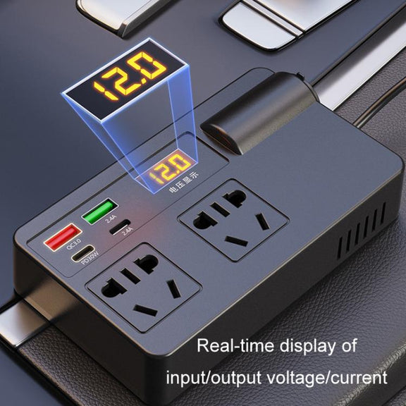 12V24V To 220V Car Multi-Function Inverter Socket Fast Charger(With Digital Display)