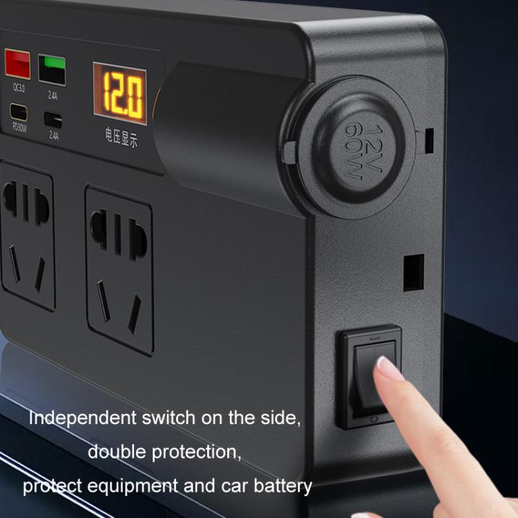 12V24V To 220V Car Multi-Function Inverter Socket Fast Charger(With Digital Display)