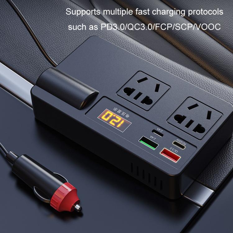 12V24V To 220V Car Multi-Function Inverter Socket Fast Charger(With Digital Display)