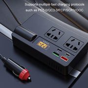 12V24V To 220V Car Multi-Function Inverter Socket Fast Charger(With Digital Display)