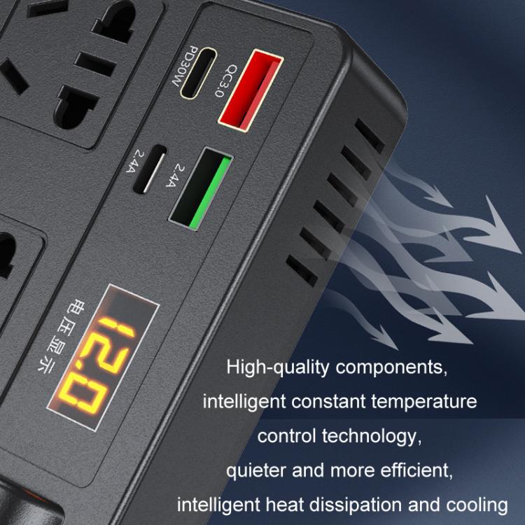 12V24V To 220V Car Multi-Function Inverter Socket Fast Charger(With Digital Display)