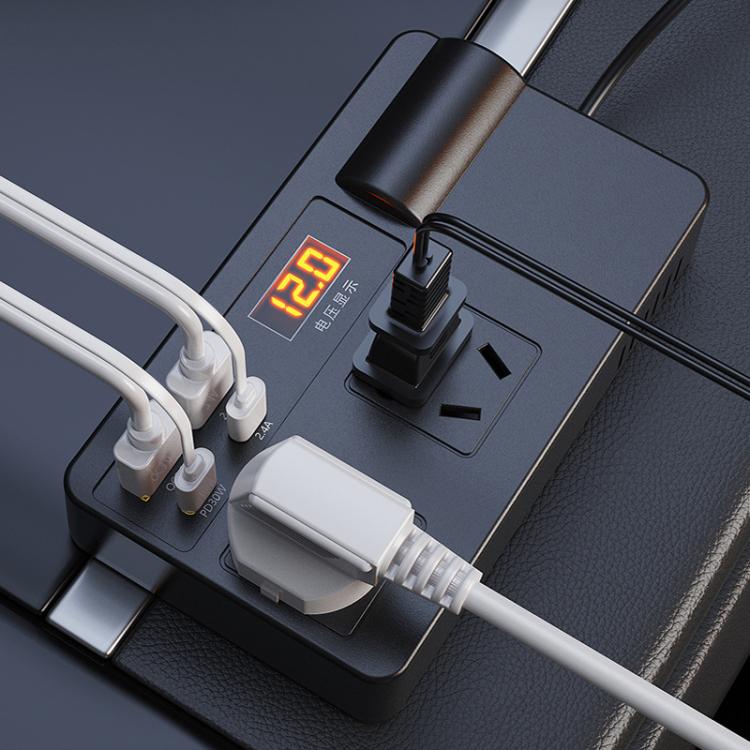 12V24V To 220V Car Multi-Function Inverter Socket Fast Charger(With Digital Display)