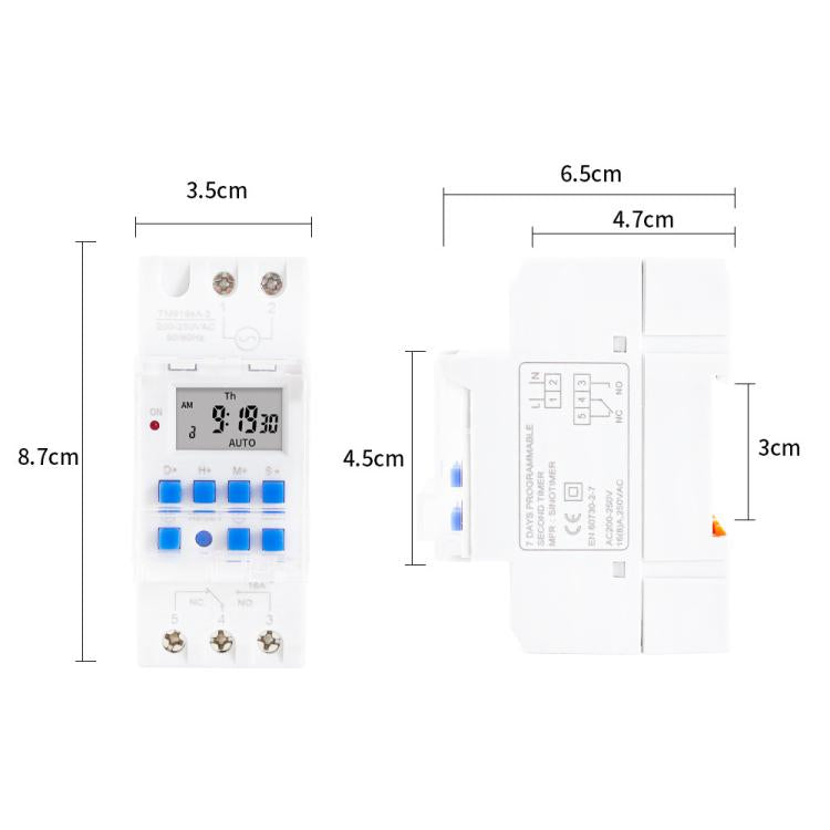 SINOTIMER TM919sA-2 220VAC 16A  1 Second Interval Programmable Digital Timer Switch 7 Days Auto ON OFF Din Rail Mounted