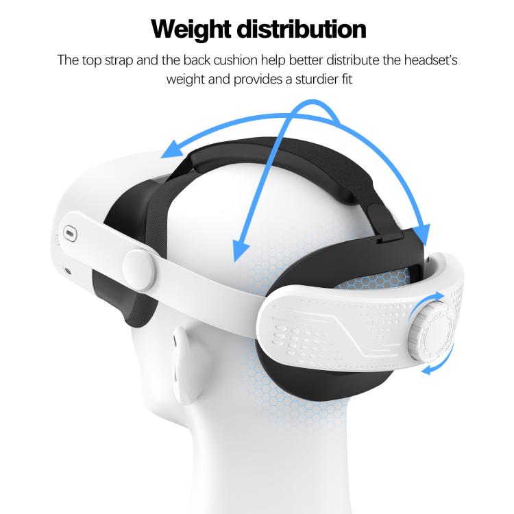 For Meta Quest 3S VR Headset Elite Head Strap Adjustable Comfort Decompression Headband(Gray White)