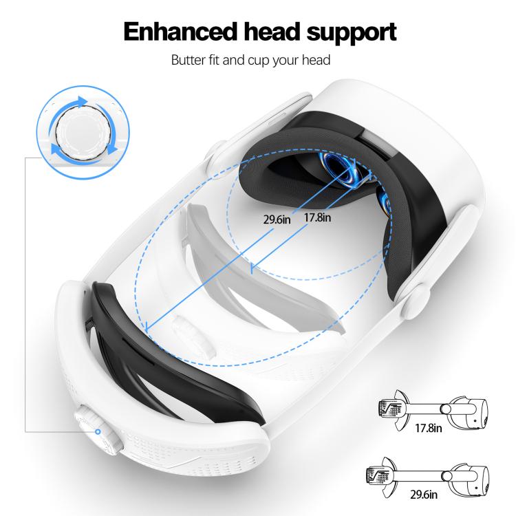 For Meta Quest 3S VR Headset Elite Head Strap Adjustable Comfort Decompression Headband(Gray White)