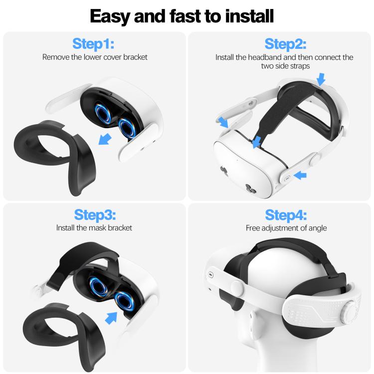 For Meta Quest 3S VR Headset Elite Head Strap Adjustable Comfort Decompression Headband(Gray White)