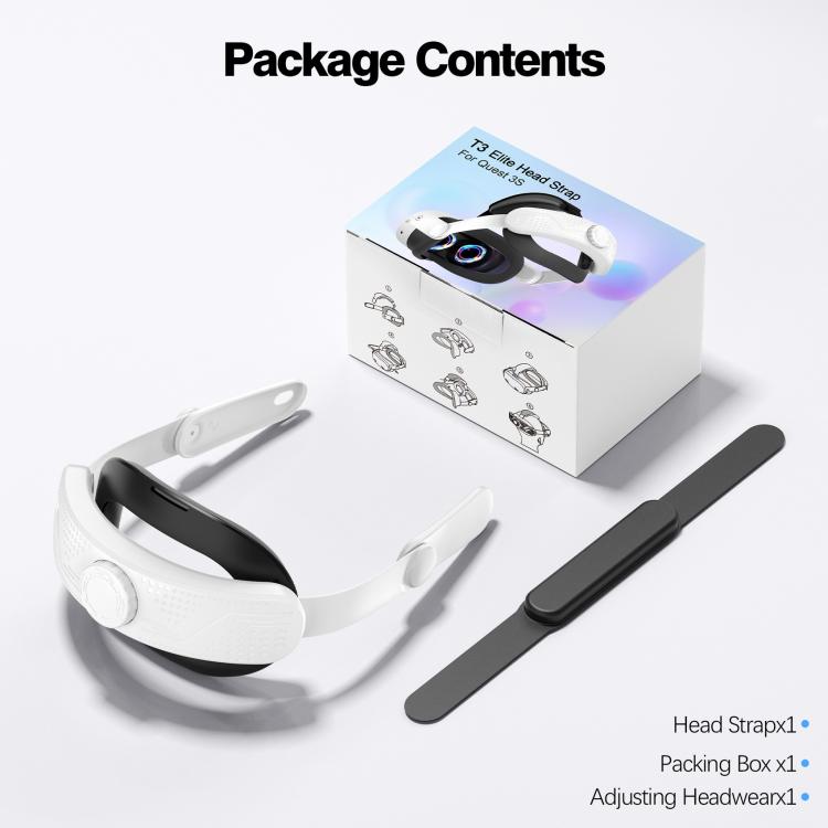 For Meta Quest 3S VR Headset Elite Head Strap Adjustable Comfort Decompression Headband(Gray White)