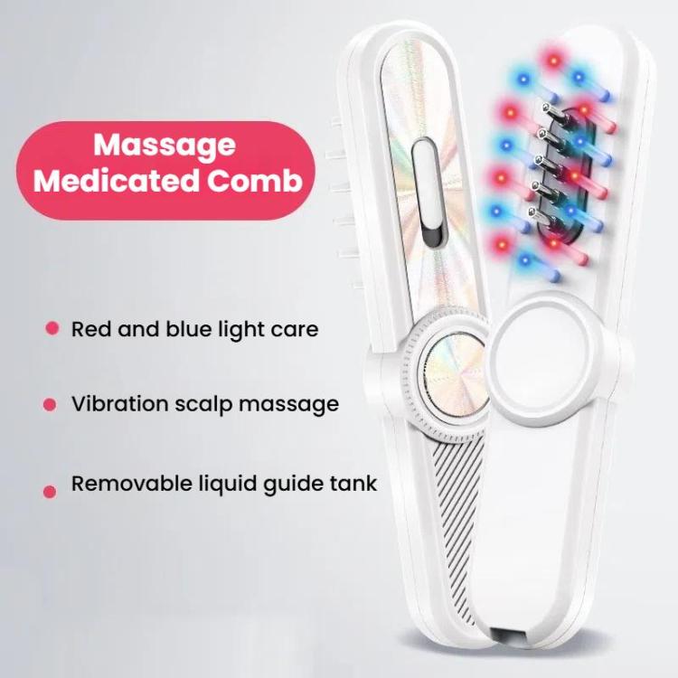 Hair Oil Applicator Roller Ball Red / Blue Light Electric Massage Comb Hair Regrowth Conductive Comb(Pink)