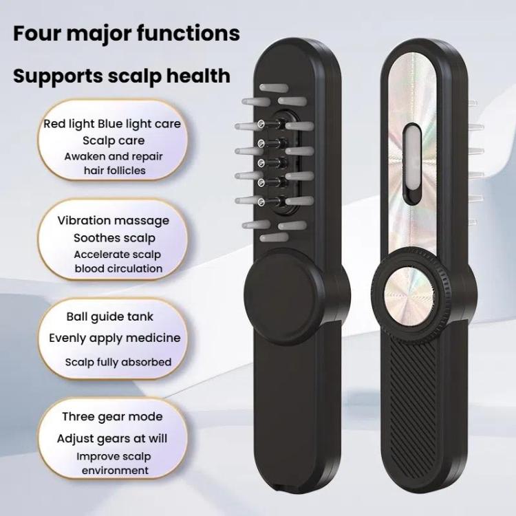 Hair Oil Applicator Roller Ball Red / Blue Light Electric Massage Comb Hair Regrowth Conductive Comb(Pink)