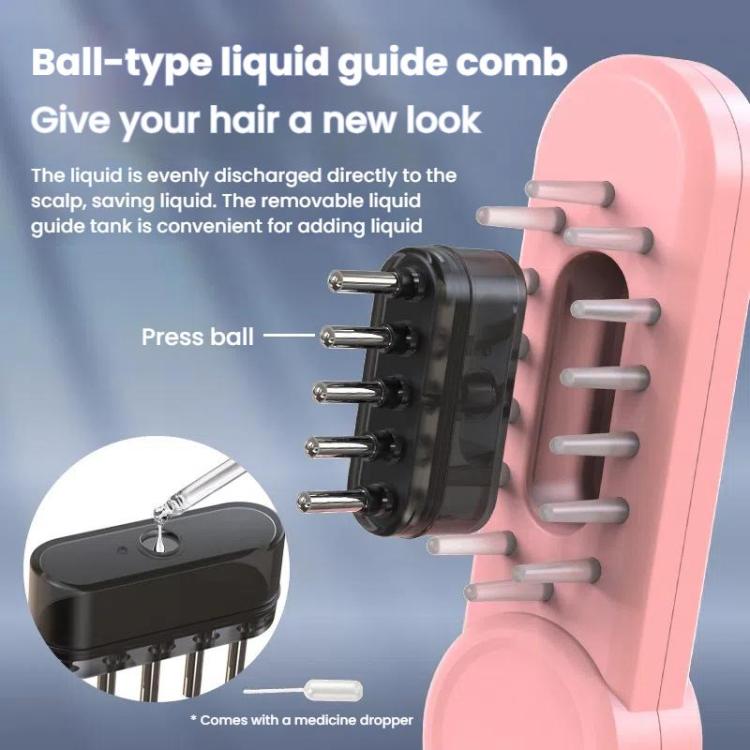 Hair Oil Applicator Roller Ball Red / Blue Light Electric Massage Comb Hair Regrowth Conductive Comb(Pink)