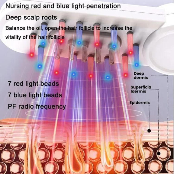 Hair Oil Applicator Roller Ball Red / Blue Light Electric Massage Comb Hair Regrowth Conductive Comb(Pink)