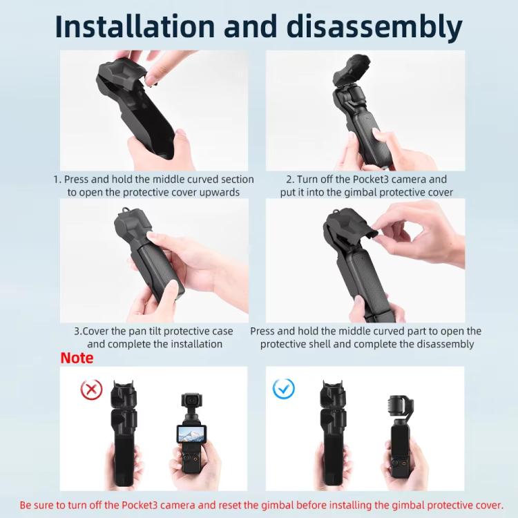 For DJI OSMO Pocket 3 BRDRC Lens Cap Camera Case Screen Protector Accessories(Blue)