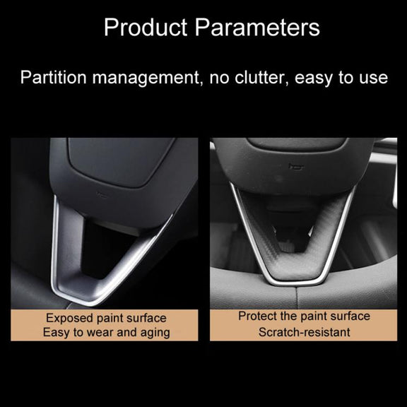 For Tesla Model 3 Car Modification Interior Carbon Fiber Steering Wheel Patch, Style: Glossy