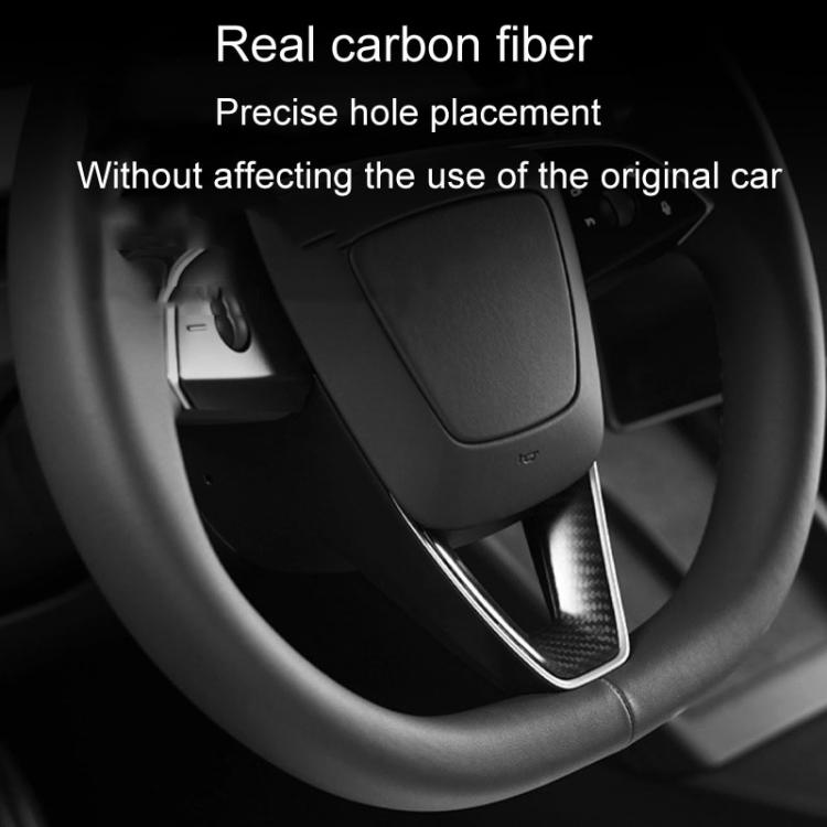 For Tesla Model 3 Car Modification Interior Carbon Fiber Steering Wheel Patch, Style: Glossy