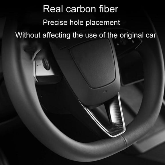 For Tesla Model 3 Car Modification Interior Carbon Fiber Steering Wheel Patch, Style: Glossy