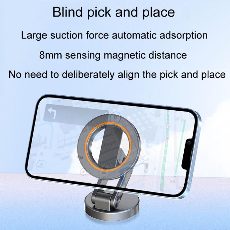 JK-319 Universal Foldable Car Cell Phone Holder Car Dashboard Rotating Magnetic Navigation Mount(Black)