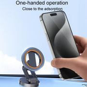 JK-319 Universal Foldable Car Cell Phone Holder Car Dashboard Rotating Magnetic Navigation Mount(Black)