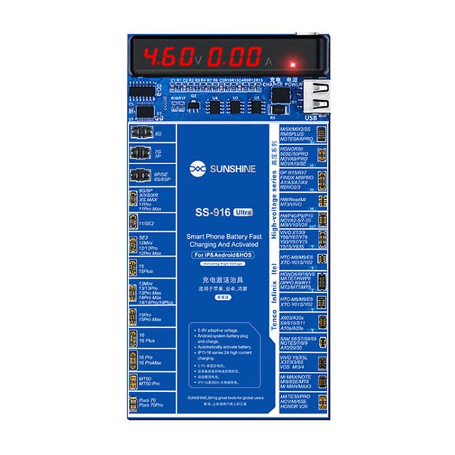SUNSHINE SS-916 Ultra Charging Activation Fixture 5-9V Adaptive Voltage Support iPhone 16 Series and Android Models