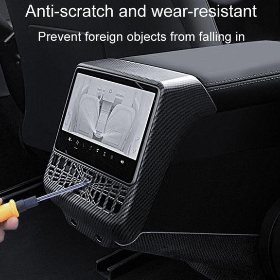 For Tesla New Model 3 / Y Car Rear Air Conditioning Vent Protection Frame, Style: Matte Carbon Pattern