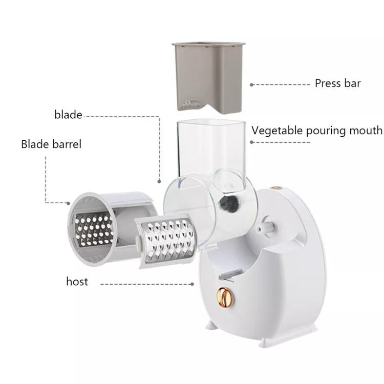 CY-661 3-in-1 Kitchen Multifunctional Roller Electric Vegetable Cutter, Spec: White Wireless Model