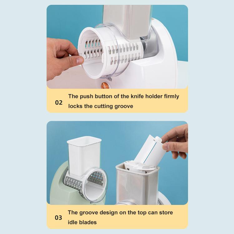 CY-661 3-in-1 Kitchen Multifunctional Roller Electric Vegetable Cutter, Spec: White Wireless Model