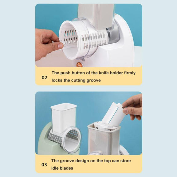 CY-661 3-in-1 Kitchen Multifunctional Roller Electric Vegetable Cutter, Spec: White Wireless Model