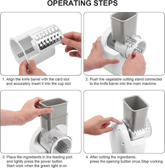 CY-661 3-in-1 Kitchen Multifunctional Roller Electric Vegetable Cutter, Spec: White Wireless Model